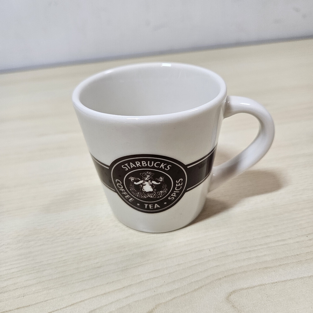 STARBUCKS Coffee Tea Spices Ceramic Demi 3 oz Espresso Mug Old Logo 2016